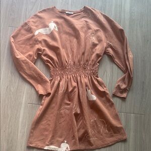 Zara Terracotta balloon sleeve artistic style dress . Creative and expressive